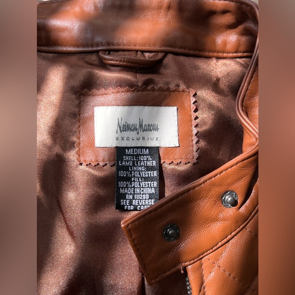 Neiman Marcus Brown Leather Bomber Jacket - Picture 9 of 9